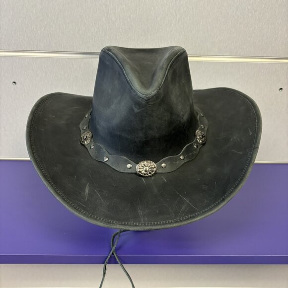 Wide Leather Cowboy/ Cowgirl Western Hat - Picture 7 of 13